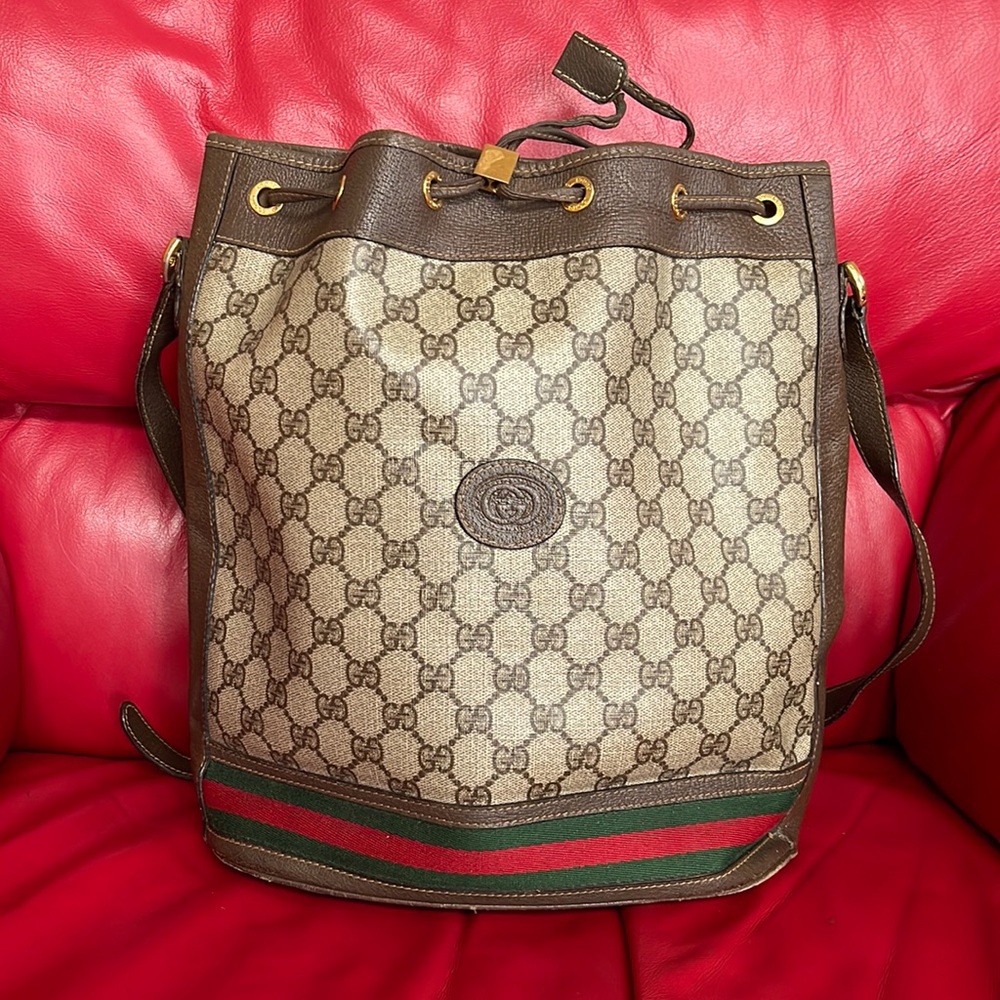 Gucci Vintage Supreme  Monogram Large  Bucket Bag